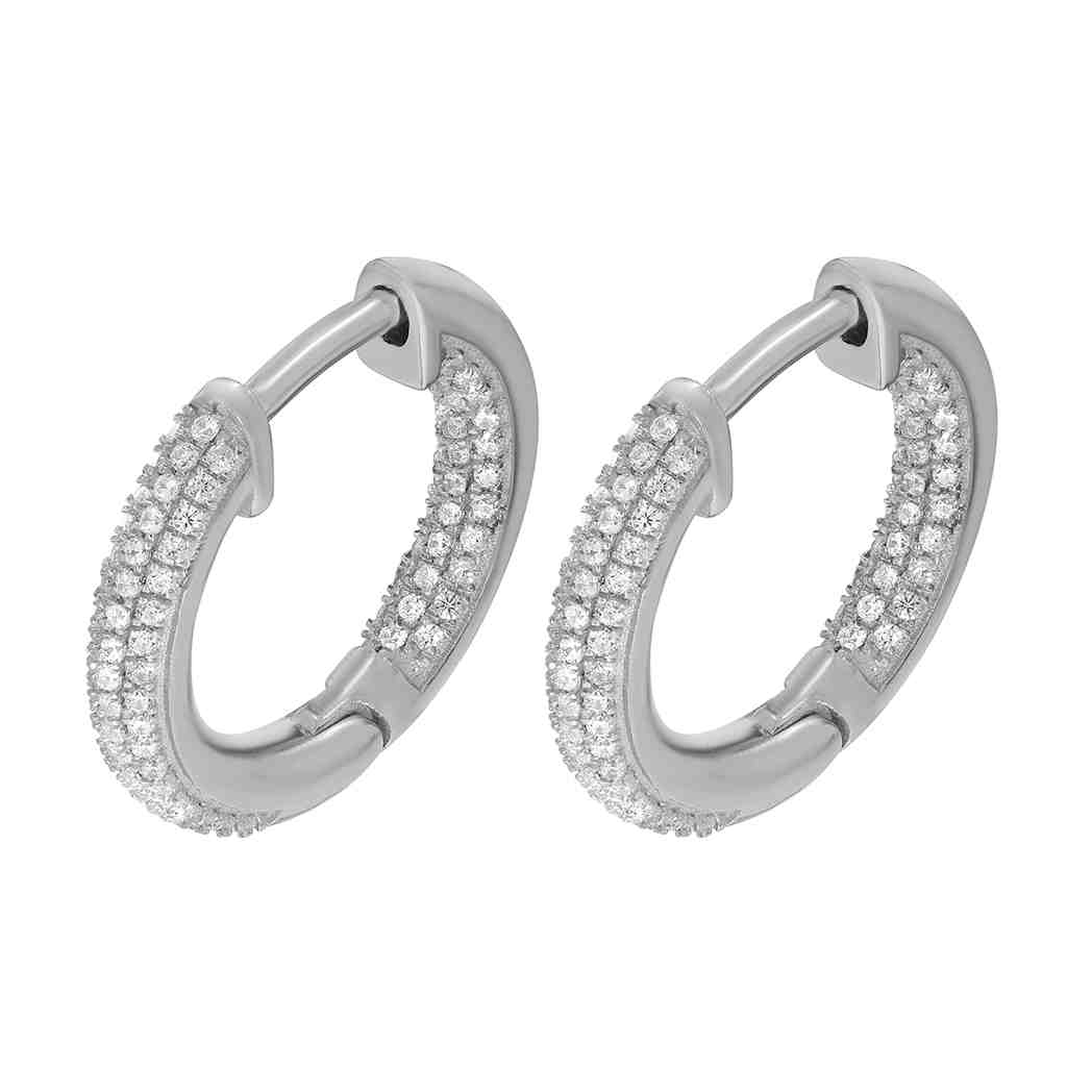 Huggie Hoop Inside Outside Diamond Earrings ER21479A15MM